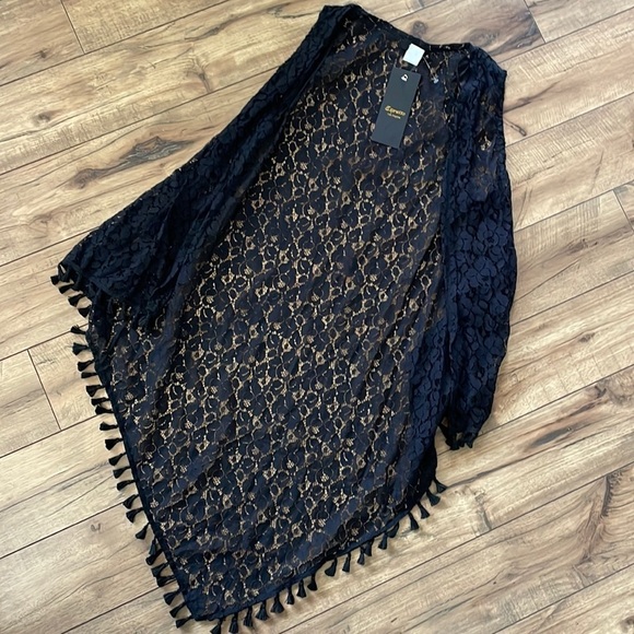 expresso Tops - 🌿NWT Expresso Sz Large black lace vest cardigan